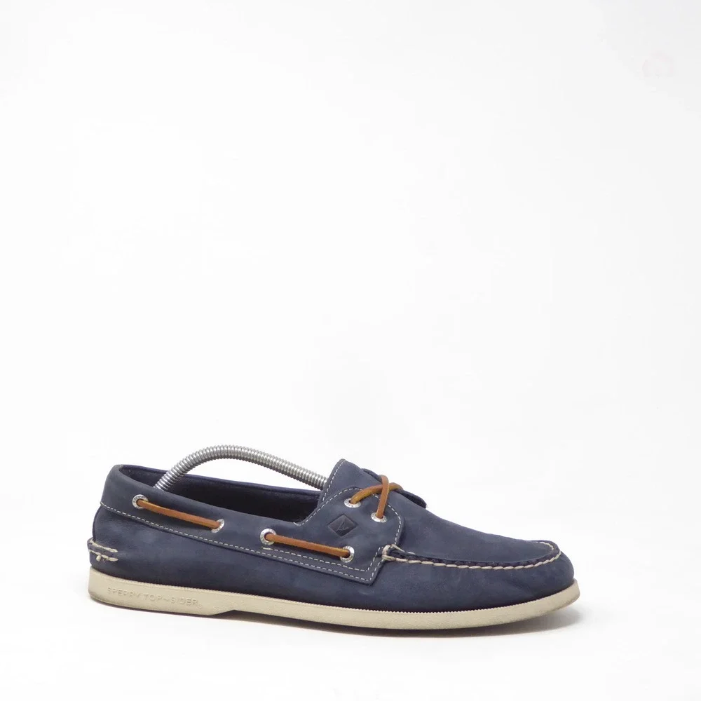 Sperry Authentic Original 2-Eye Mens Boat Shoes Slip On Blue Leather Size 11M